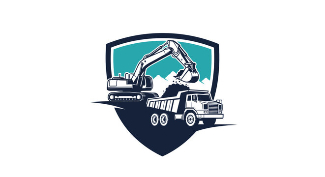 Excavator and Dump Truck Working Together on a Construction Site.