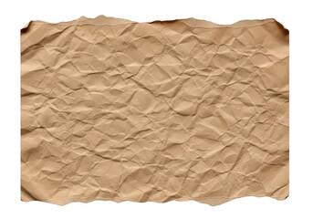 Fototapeta premium An aged and crumpled piece of parchment with a rough texture and faded color isolated on transparent background,png