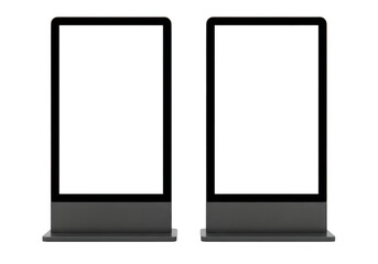 Two modern standing speakers with sleek black and silver design on a white background. isolated on transparent background,png