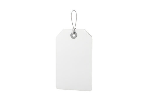 A blank white shipping label with a metal grommet and string attachment. isolated on transparent background,png