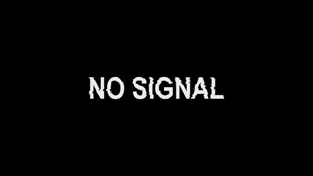 Glitch no signal screen with TV static noise, scanlines and digital distortion. Seamless looping background for broadcast error, streaming and VFX projects.