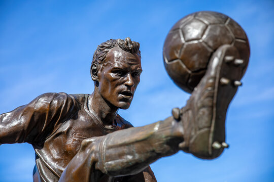 Dennis Bergkamp Statue at the Emirates Stadium in North London, UK
