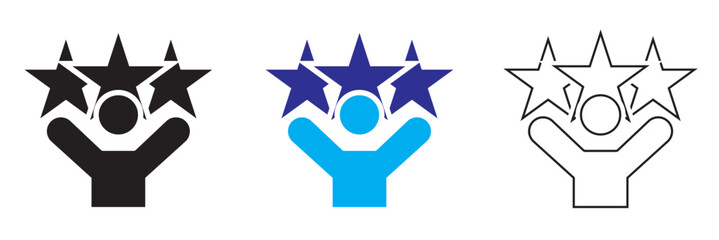 Fototapeta premium Talent acquisition , Customer Satisfaction Rating Line Icon . user profiles with star ratings illustrating customer satisfaction levels, online reviews, feedback system, and reputation concept.