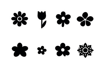 Floral silhouette icon collection featuring minimal decorative blossom shapes