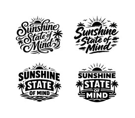 Fototapeta premium Sunshine inspirational typography badge set with decorative vintage lettering
