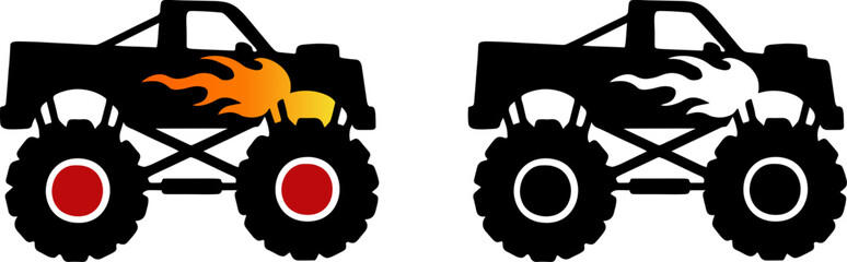 Monster Truck Vehicle Icon – Off Road Extreme Adventure Vector © mdabid