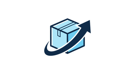 Blue Box with Arrow Graphic Illustration.