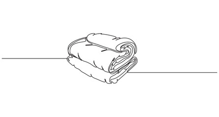 Continuous Line Drawing of Folded and Rolled Towels,Continuous Line Drawing of Stacked Folded Towels,Stack of Folded Towels Line Art Illustration