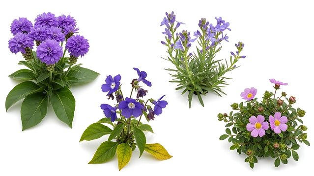 A beautiful collection of various purple flowering plants in full bloom