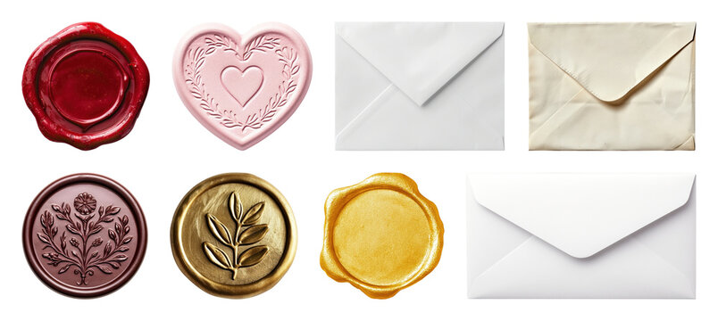 PNG Elegant wax seals envelopes collection on transparent background