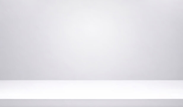 White counter. Countertop background. Abstract empty desk with soft light for product. Simple grey neutral studio backdrop. Horizon line texture. Gray gradient tabletop. Shiny bg. Vector illustration