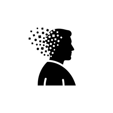 Man Silhouette with Disintegrating Head.