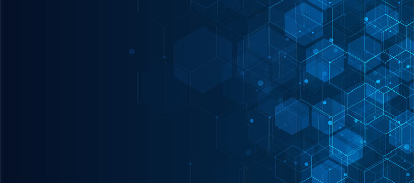 Digital technology background. Abstract hexagons background with lines and dots. Design for science, medicine or technology