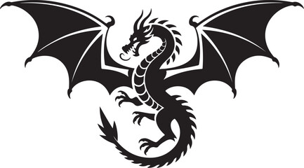 Black Dragon Ink Design, Winged Fantasy Creature © Ranaart