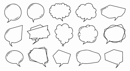 Fototapeta premium A collection of varied, hand-drawn speech and thought bubbles