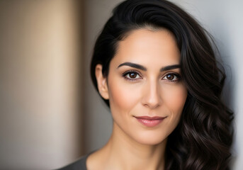 Close-up portrait of woman with confident expression against minimalist background, International Women&rsquo;s Day