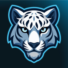 White Tiger Head Illustration: A stylized illustration of a white tiger's head, showcasing intricate patterns and captivating blue eyes. 