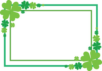 St Patrick Day Shamrock Clover Decorative Frame with Green Irish Lucky Leaf Border Festive Holiday Vector Illustration