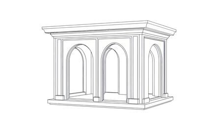 Architectural Sketch of a Classical Pedestal with Arches. © xigma