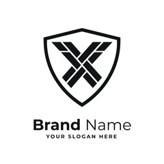 Obraz premium Bold Letter X Shield Emblem Modern Geometric Monogram