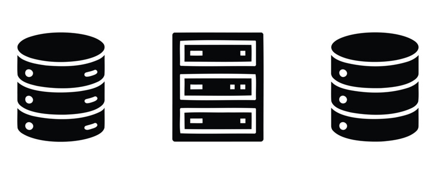Server rack and database icons for data center and hosting solutions