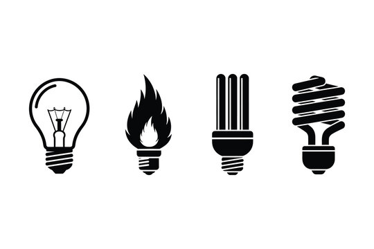 Illustration showcasing the evolution of light bulbs and their different types. Vector