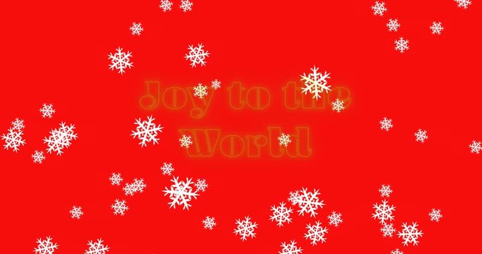 Digital Christmas illustration with snowflakes and "joy to the world" banner.