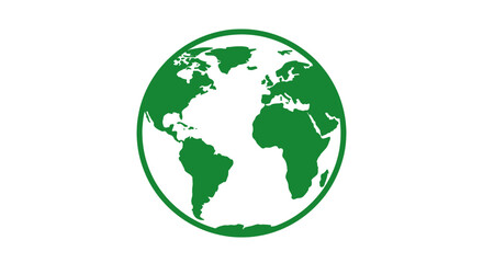 Fototapeta premium A simple, green-colored earth icon, perfect for use in environmental or global-themed projects. The clean design evokes a sense of unity and eco-consciousness