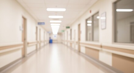 Obraz premium Peaceful Hospital Hallway with Soft Natural Light and Gentle Colors for a Soothing Atmosphere