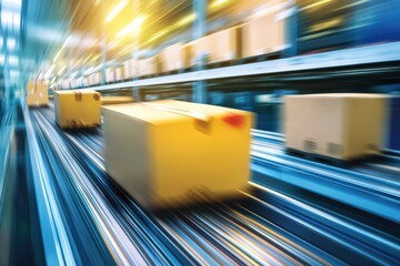 高速で流れるコンベア上の荷物