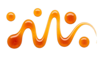 Golden Honey Drizzle And Drops Isolated On White Background