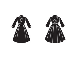 Two black and white dresses with white lines on a white background  simple fashion illustration