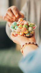 Visiting relatives and offering candy during Eid al-Fitr celebration