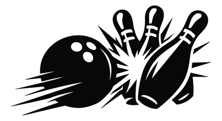 Obraz premium Line art illustration of a bowling strike depicting an explosive impact for sport and recreation