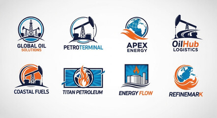 Collection of oil and gas industry logos and emblems.