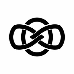 Black infinity knot symbol representing eternal connection and endless possibilities.