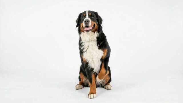 bernese mountain dog making high-five isolated on white background video