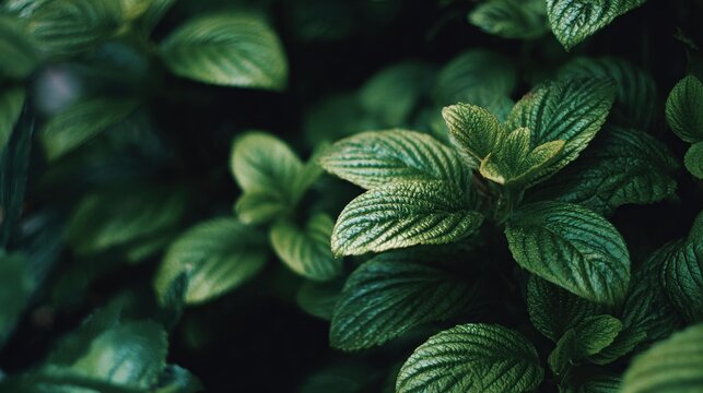 Lush green plant leaves with detailed texture