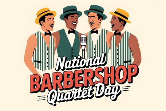Vintage barbershop quartet singing retro illustration group harmony celebration music