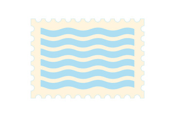 Illustration of a wavy blue and beige postage stamp design element