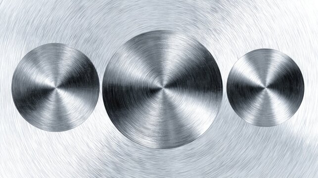 Abstract metallic circles with radial texture for modern design and backgrounds