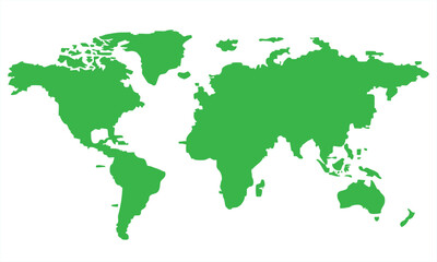Obraz premium Green World Map Flat Design – Global Environment Concept Illustration