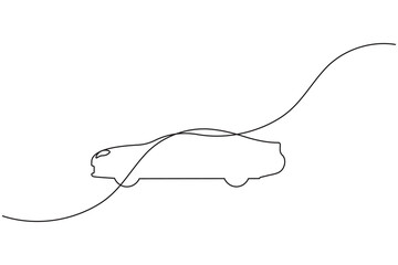 Car icon Automotive vehicle profile in continuous line art style
