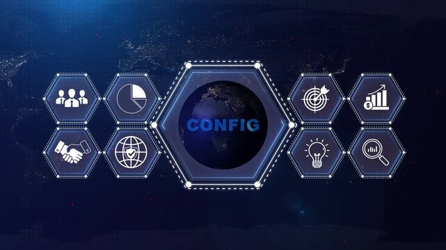 Business configuration and strategy concept with on a futuristic background global technology