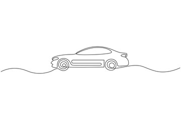 Car icon continuous one line drawing on white background
