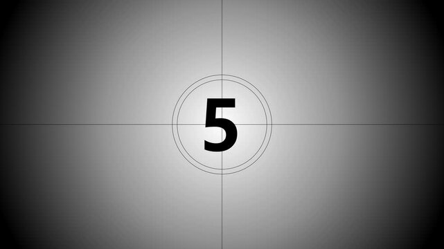 Movies start intro 0 1 2 3 4 5 6 7 8 9 10 count down with white back ground. Motion graphics of number countdown concept