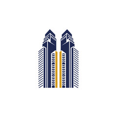 Fototapeta premium Modern High-Rise City Buildings Logo Design, Real Estate and Urban Development, isolated white background.
