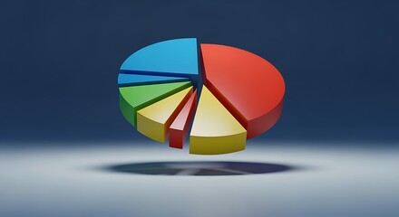 Fototapeta premium Colorful Pie Chart with 3d Effect on Dark Background for Data Visualization
