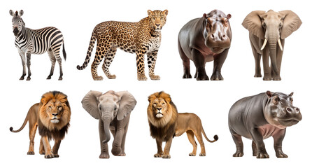 Fototapeta premium PNG Wildlife diversity in stunning portraits on transparent background