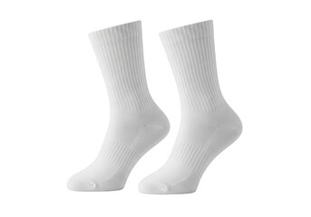 A pair of white, ribbed, knee-high socks on a white background. isolated on transparent background